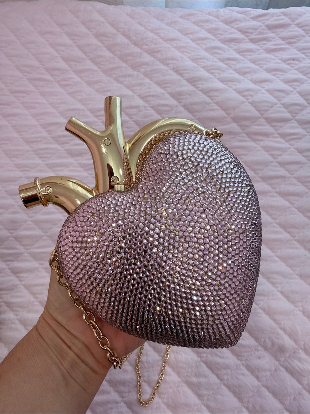 JW PEI Gold and Pink Heart-Shaped Crossbody Bag - Picture 6 of 9